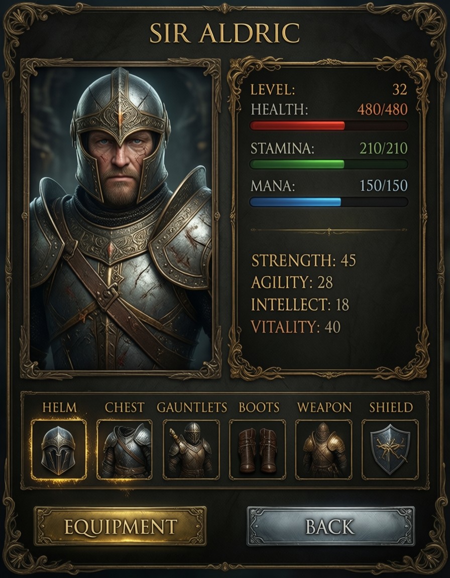 Dark Fantasy RPG Stats Interface — AI generated image