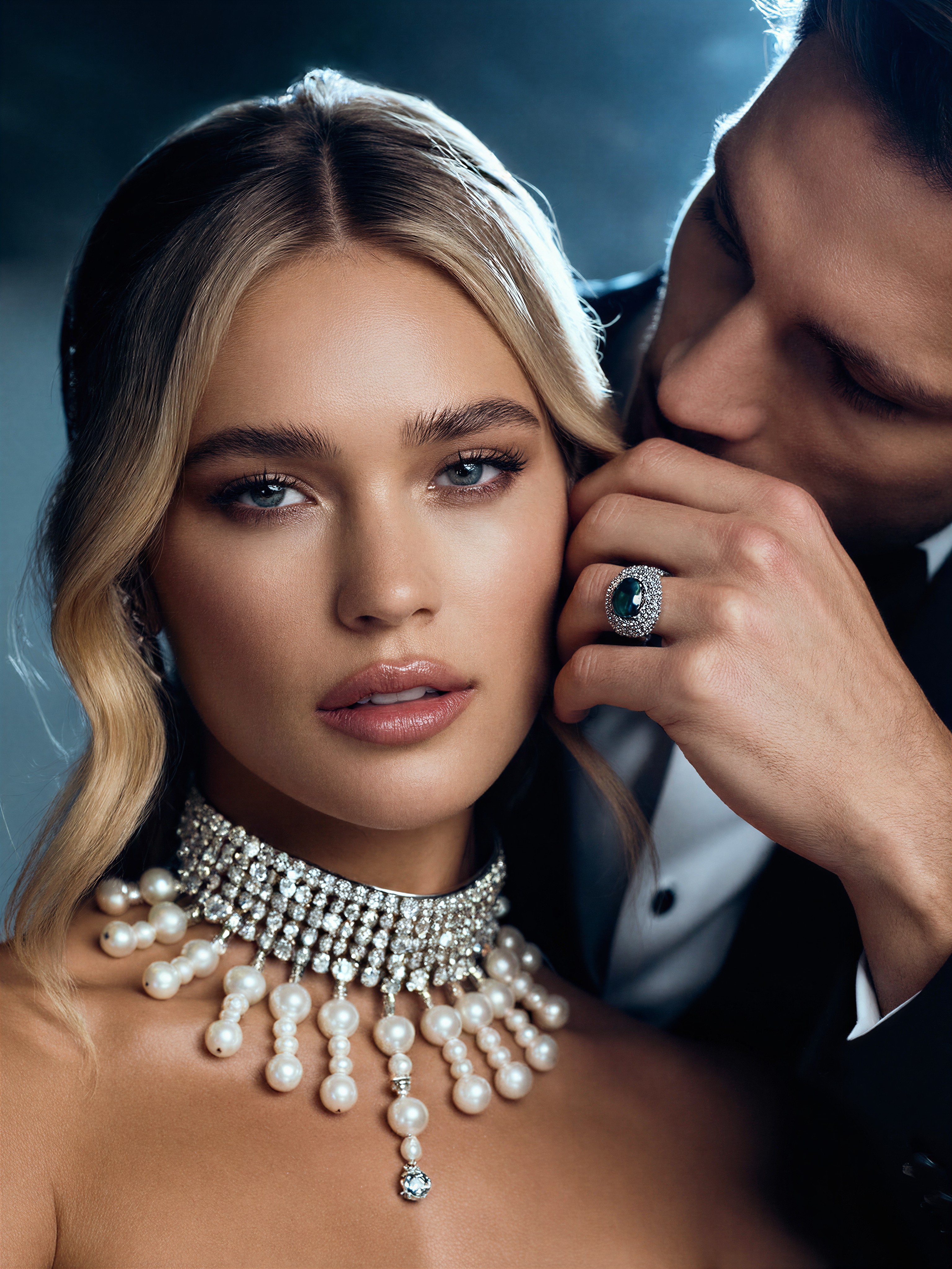 Moody Glamour Portrait of European Couple — AI generated image