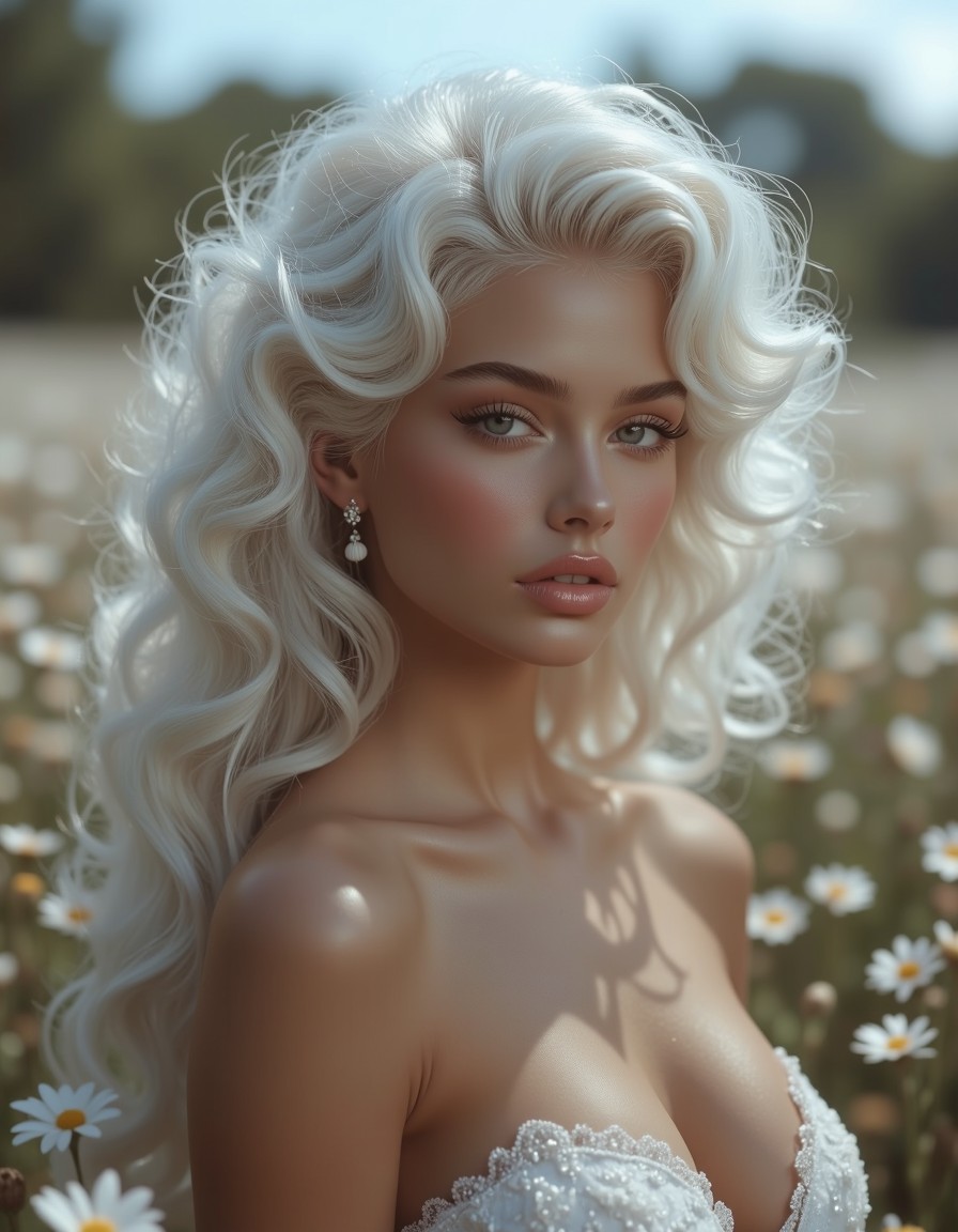 Ethereal Woman in Daisy Field — AI generated image