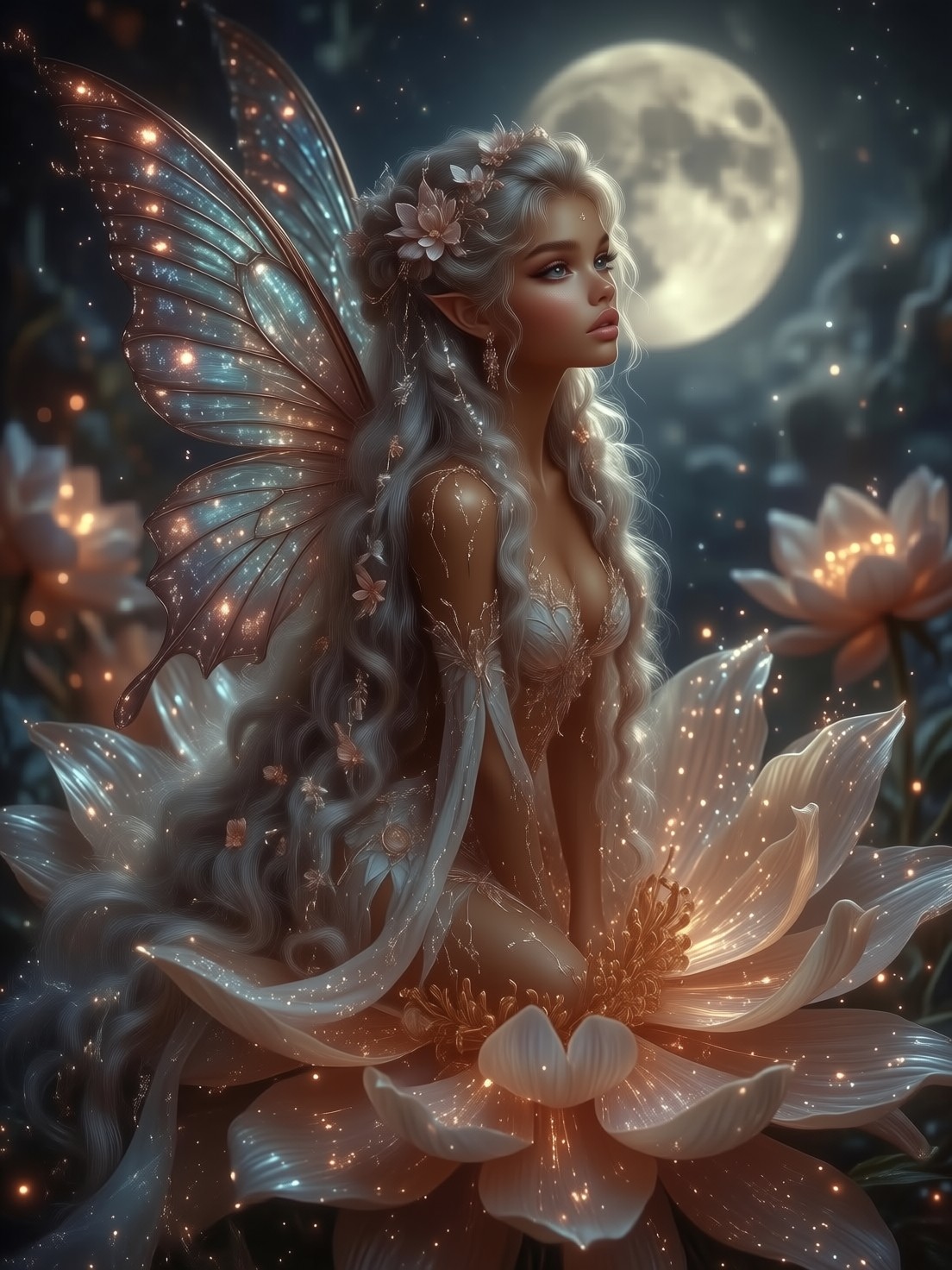 Ethereal Fairy Under Moonlight — AI generated image