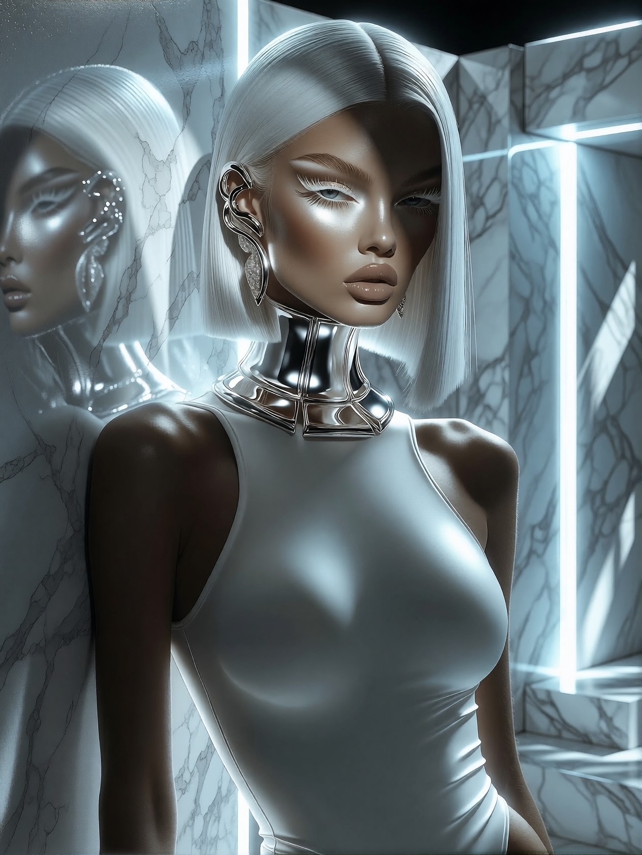 Elegant Glamour in Neon Light — AI generated image