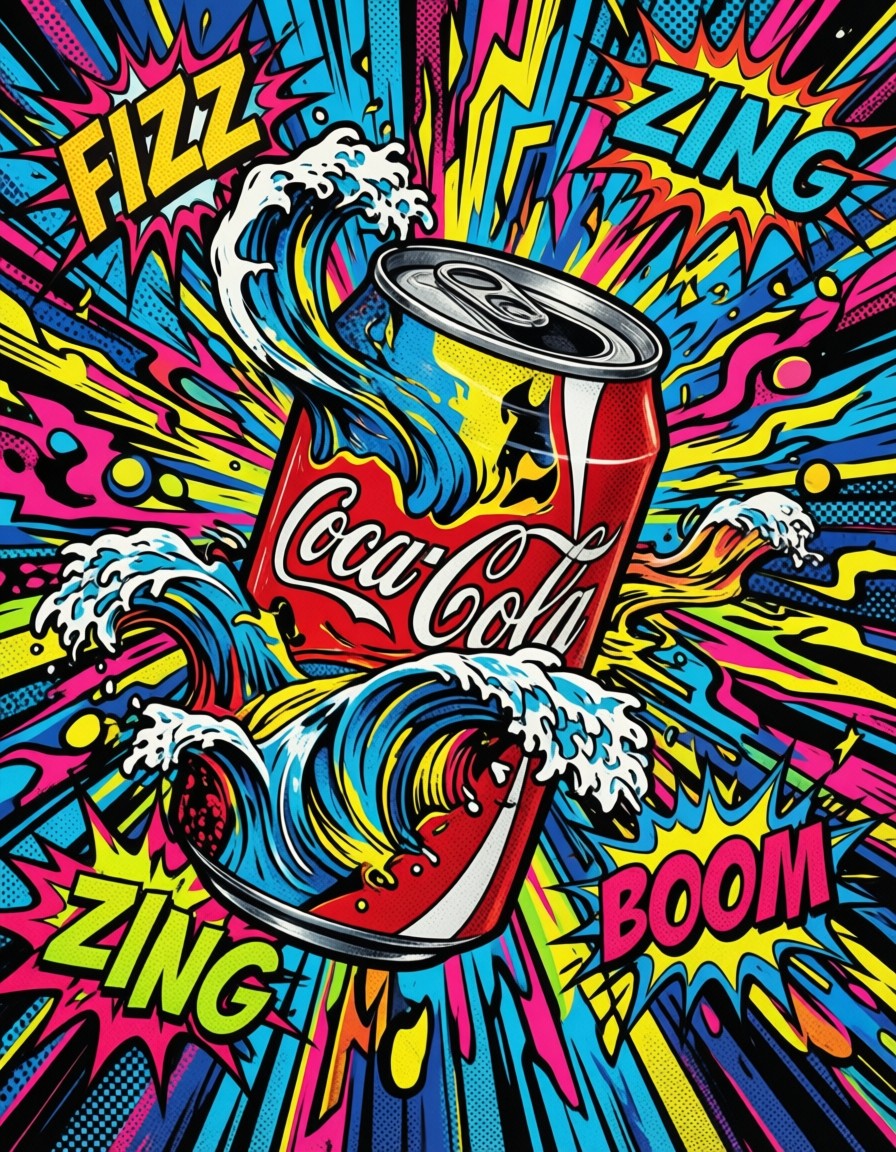 Exploding Soda Can in Pop Art Style — AI generated image