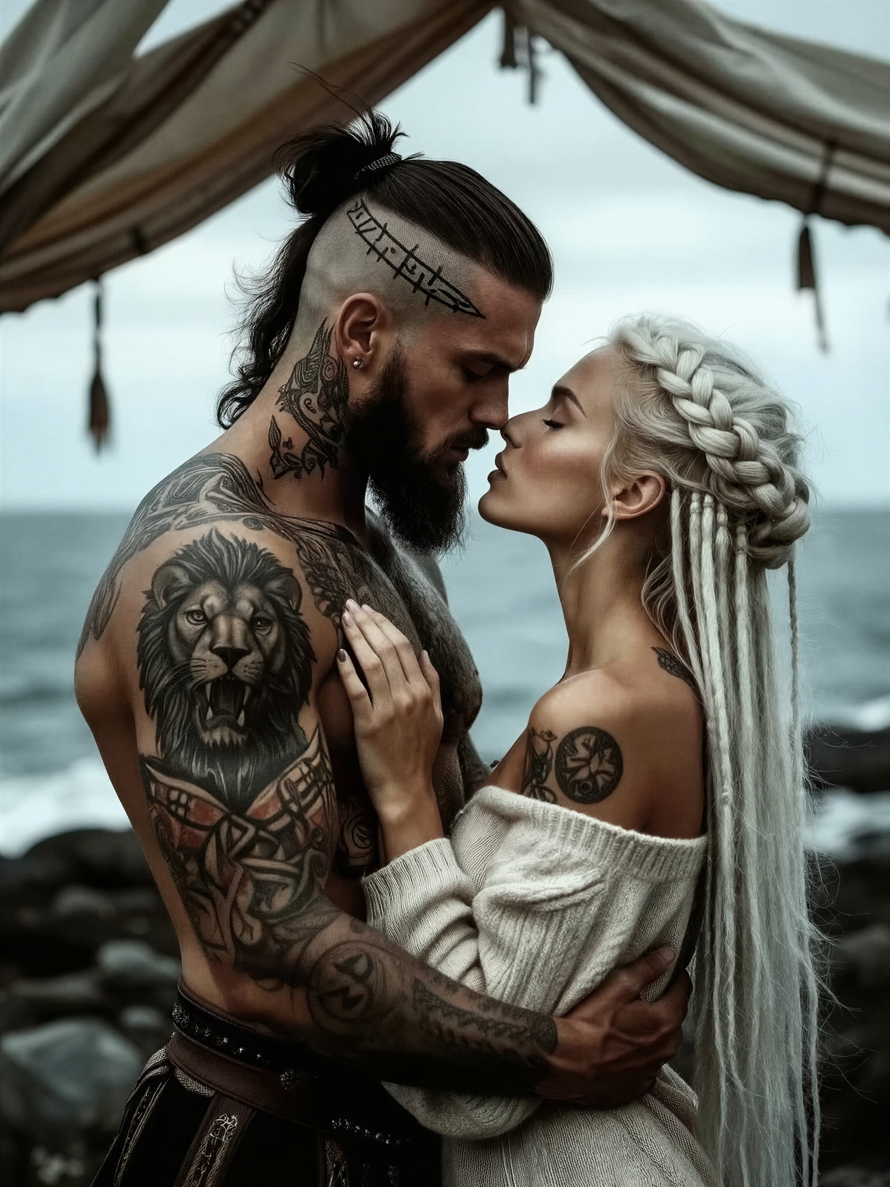 Viking-Inspired Romantic Embrace — AI generated image