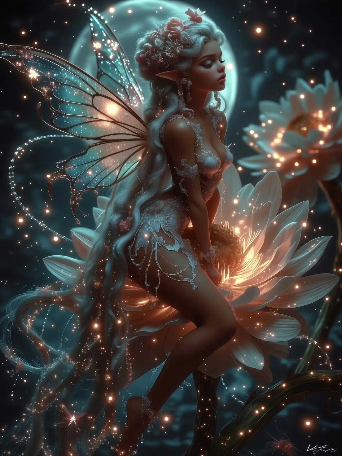 Ethereal Fairy on Luminous Bloom — AI generated image