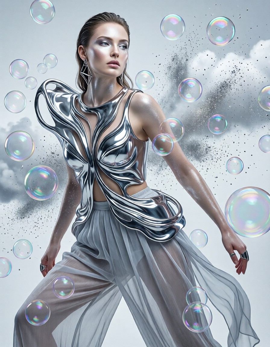 Surreal Beauty in Liquid Metal — AI generated image