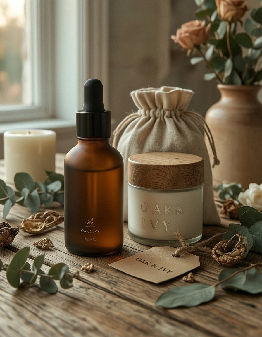 Premium Organic Skincare Display — AI generated image