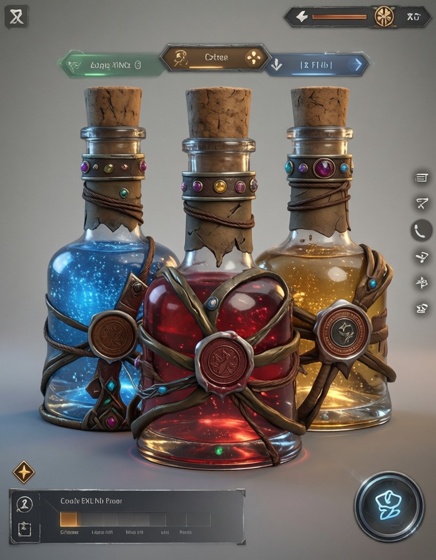 Fantasy Potion Bottle 3D Showcase — AI generated image