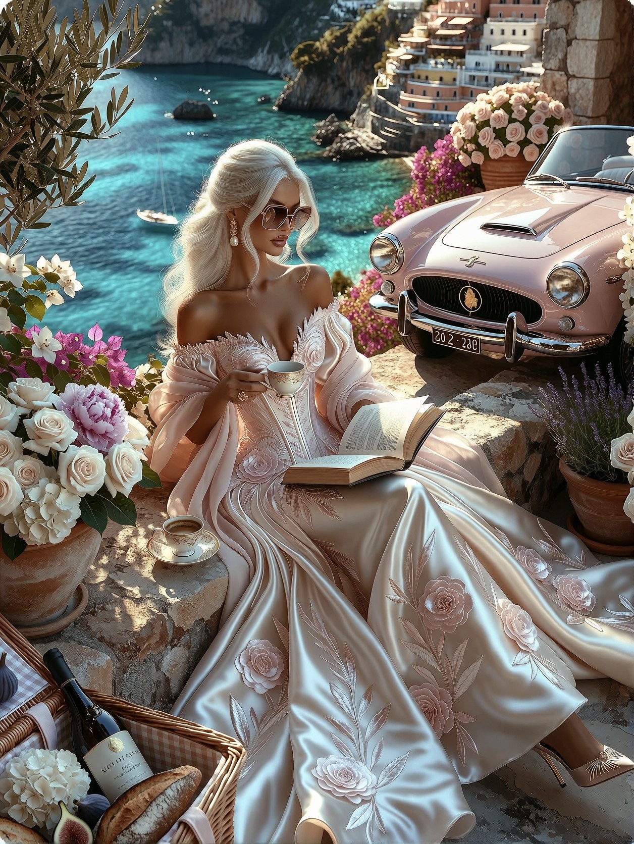 Dreamy Glamour on Mediterranean Terrace — AI generated image