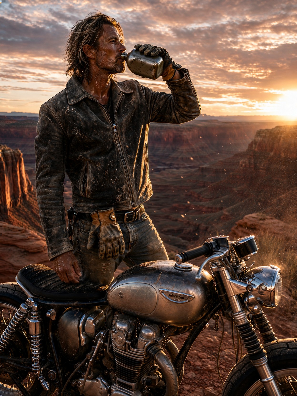 Weathered Rider At Desert Canyon — AI generated image