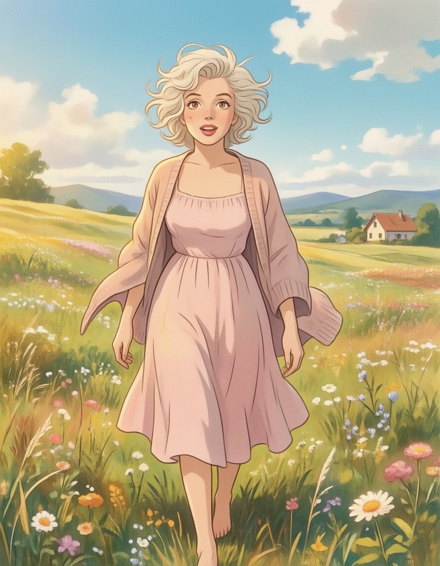 Marilyn Reimagined in Ghibli Style — AI generated image