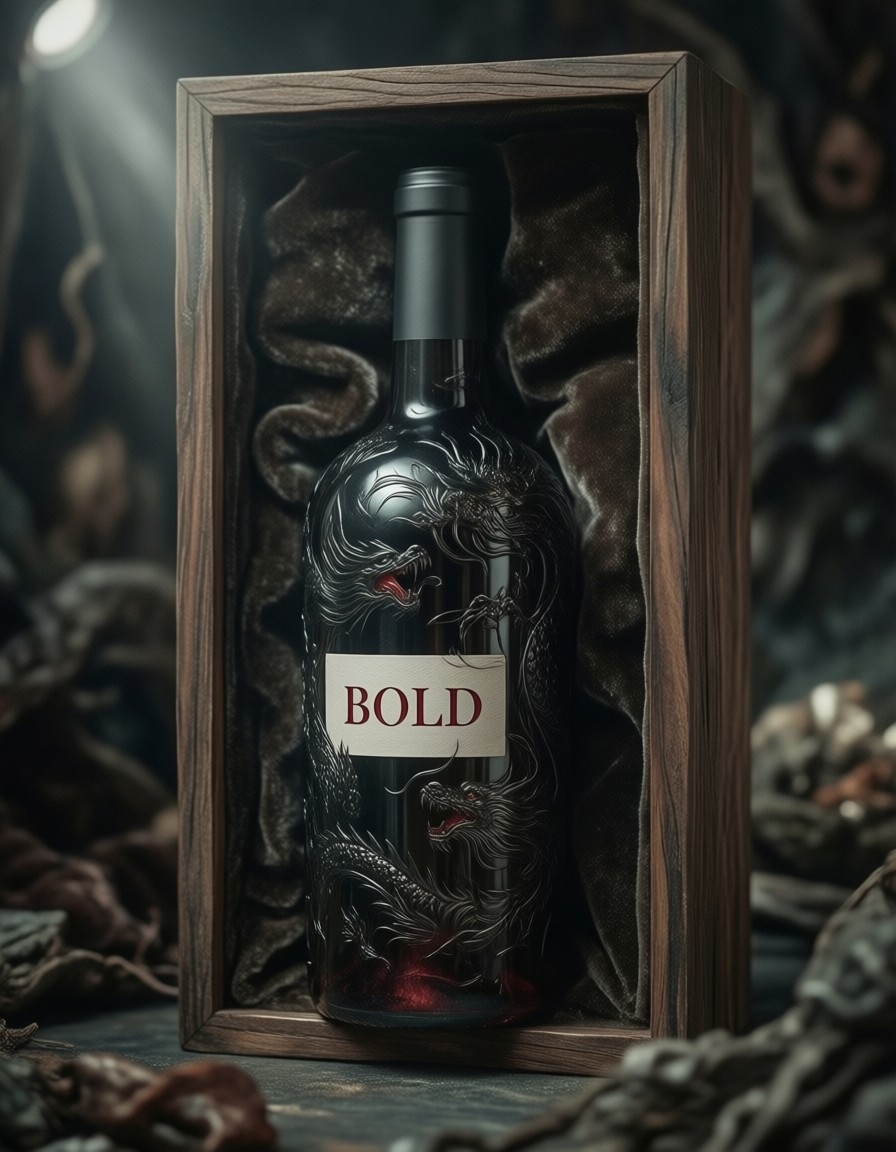 Gothic Luxury Wine Packaging — AI generated image