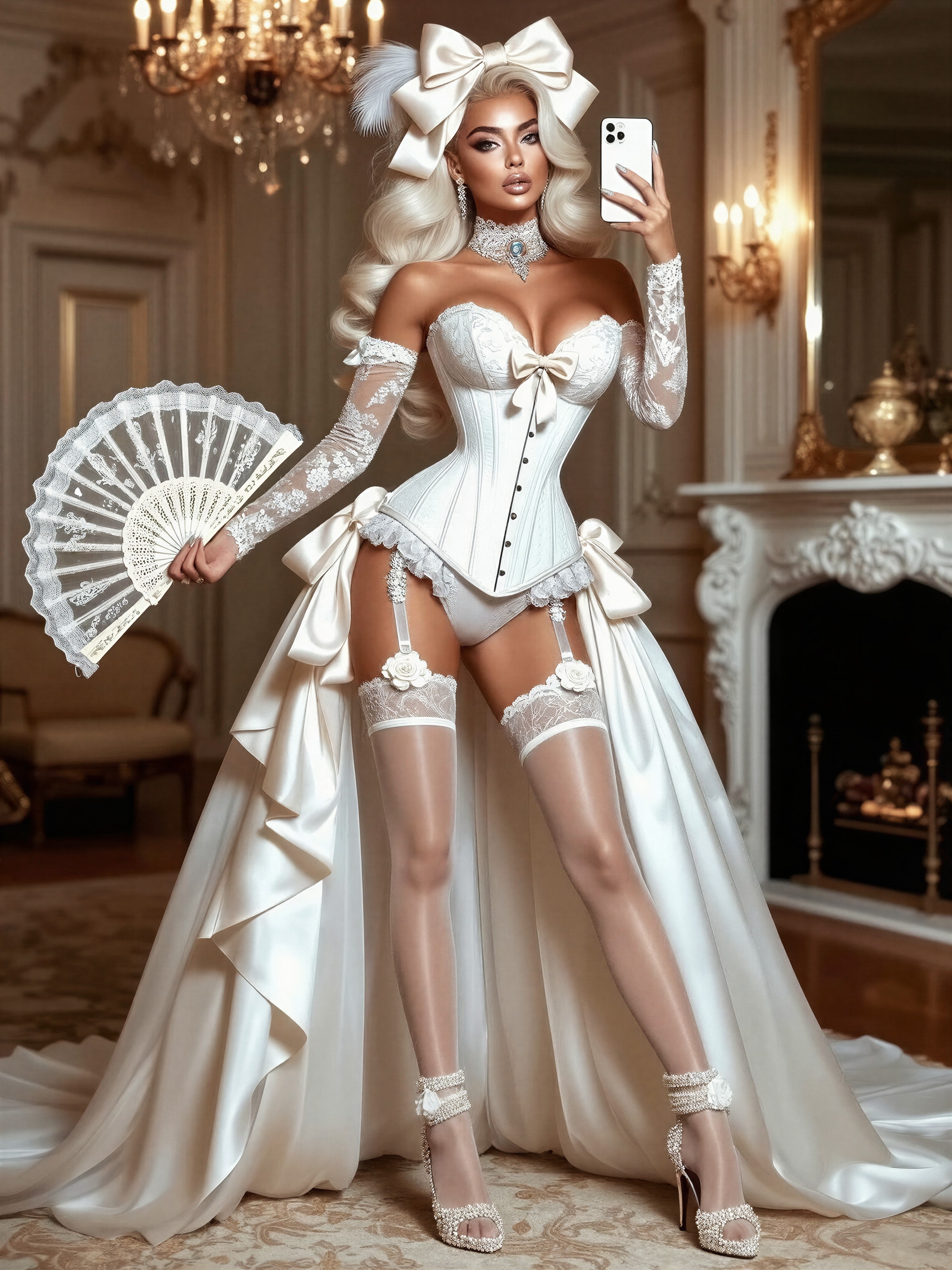 Glamorous Fashion Portrait in Opulent Rococo Interior — AI generated image
