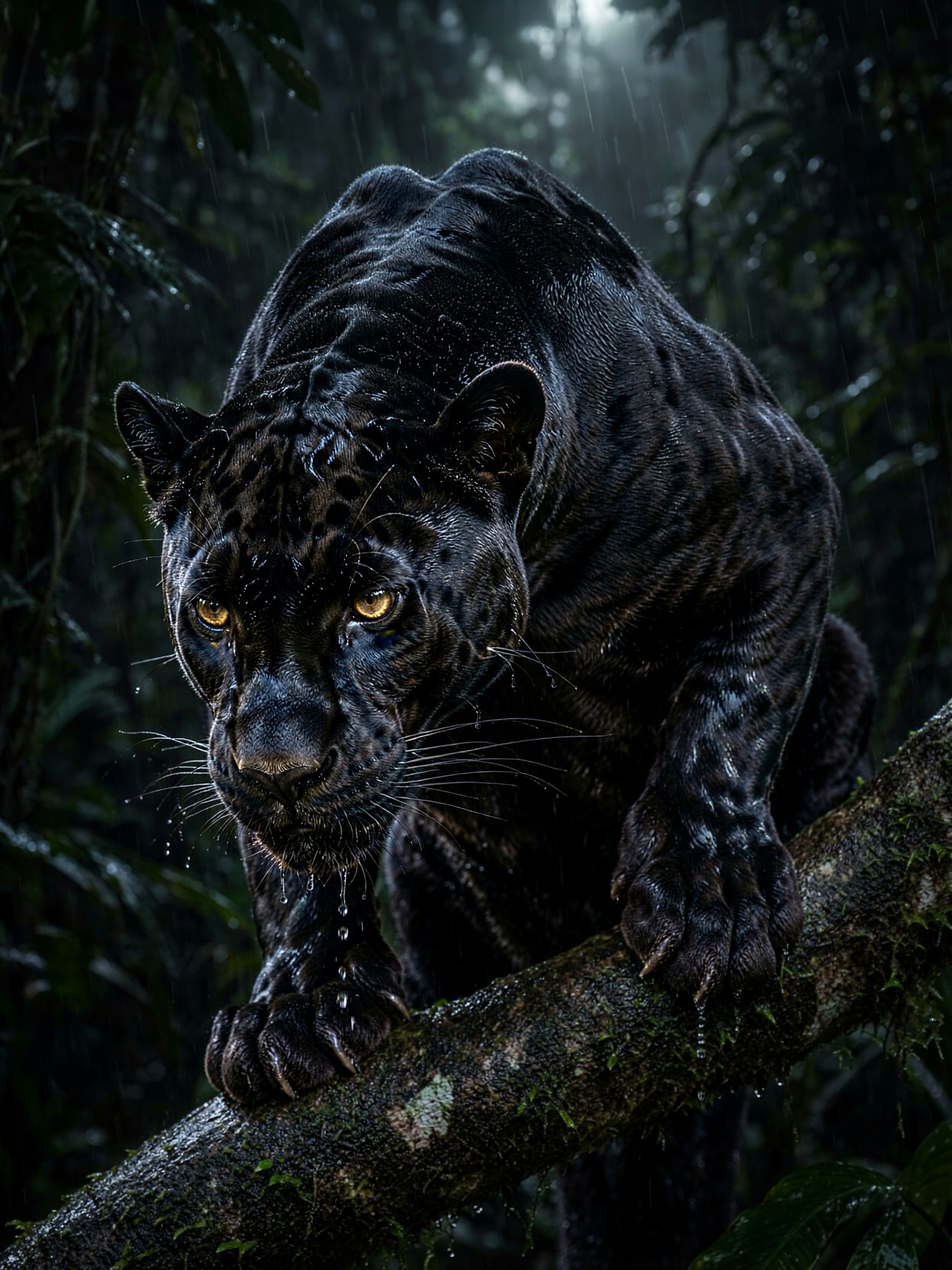 Black Panther In Rainstorm — AI generated image