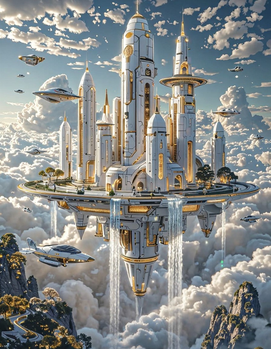 Floating Sci-Fi Metropolis — AI generated image