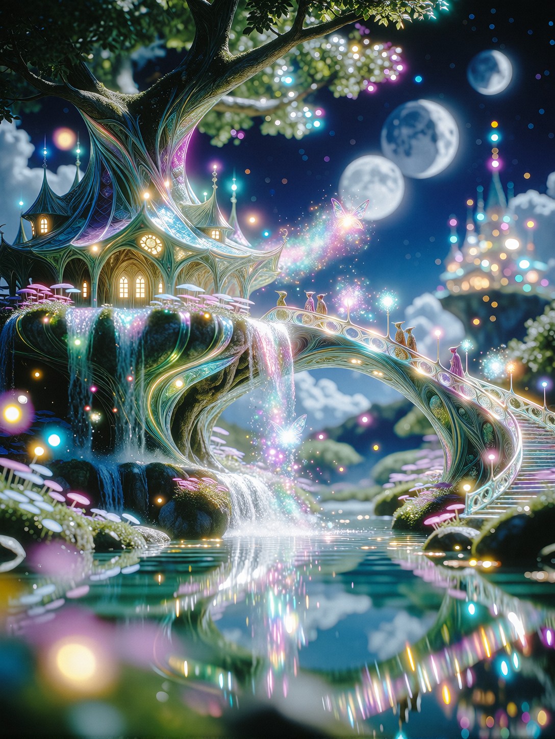 Enchanted Elven City Amidst Luminous Ancient Trees — AI generated image