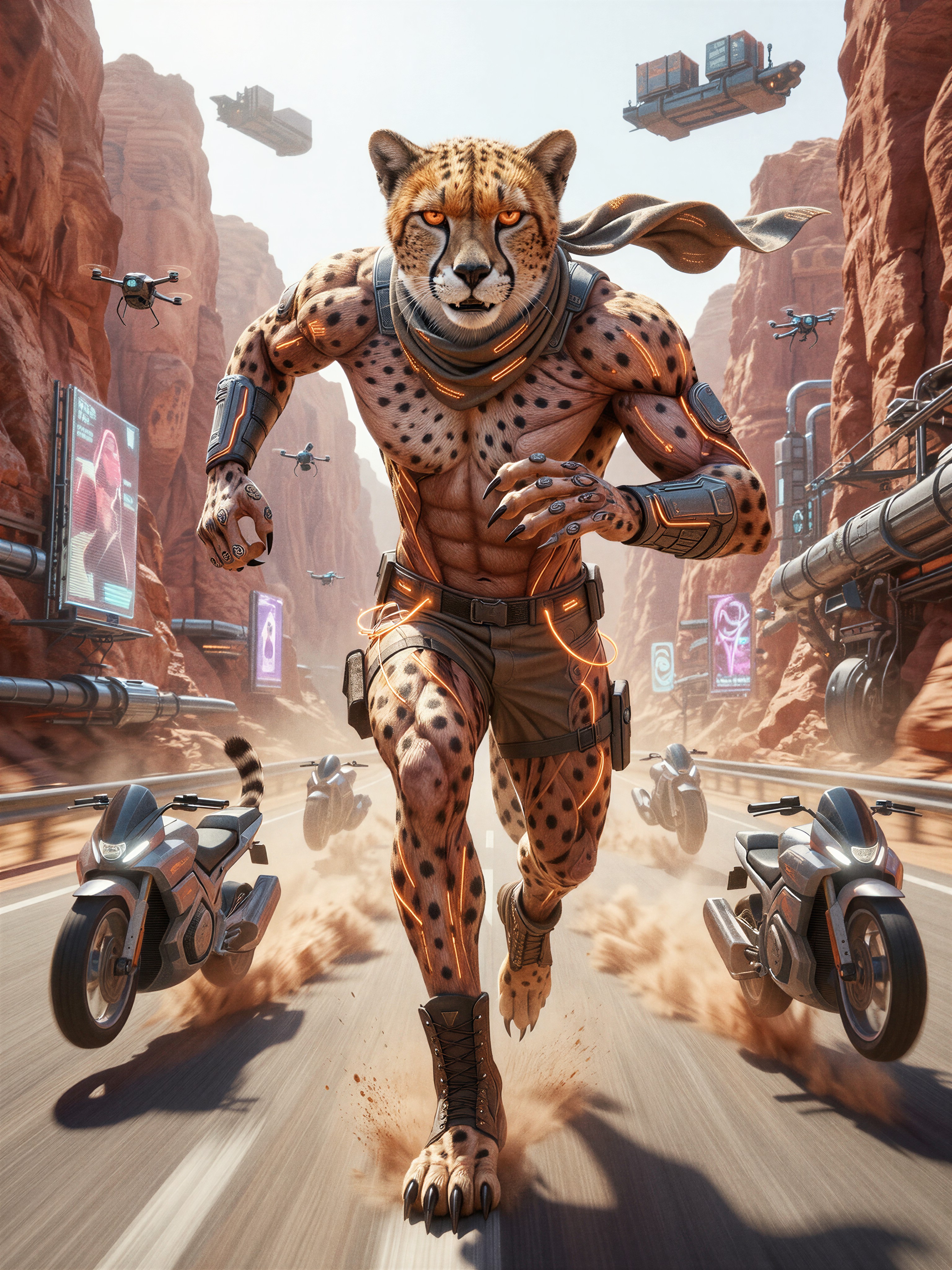 Futuristic Desert Cheetah Chase — AI generated image