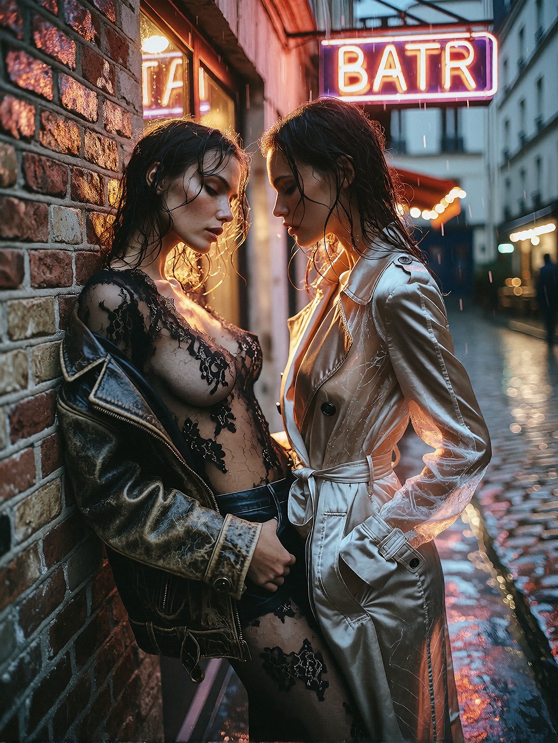 Candid Intimacy Between Two Women In Paris — AI generated image