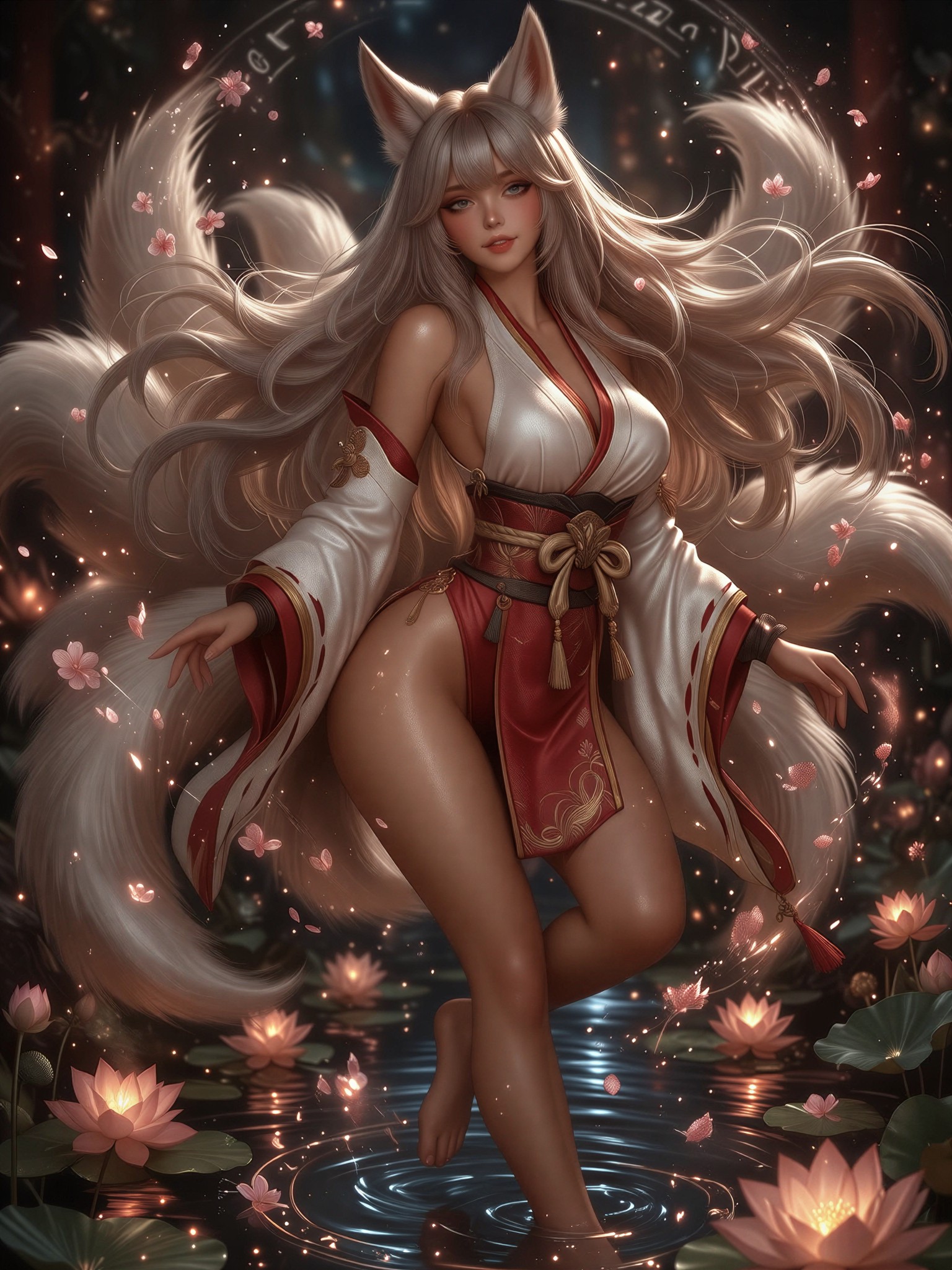 Ethereal Fox Deity in Celestial Bloom — AI generated image