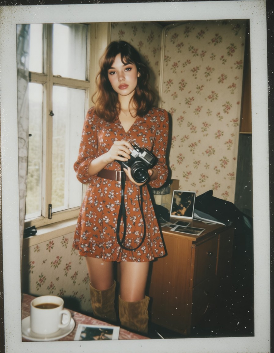 Vintage Glamour with Polaroid Camera — AI generated image
