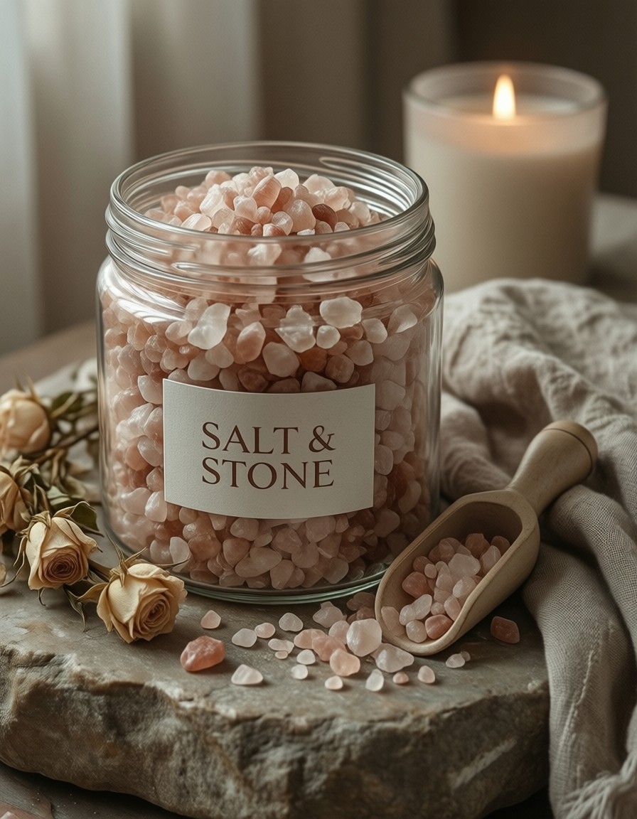 Minimalist Bath Salt Display — AI generated image