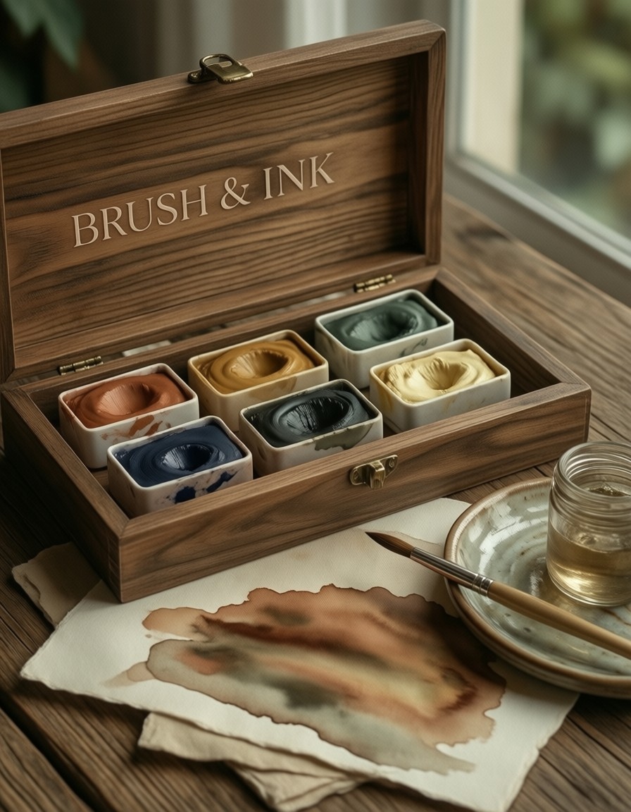 Artisanal Paint Box Display — AI generated image
