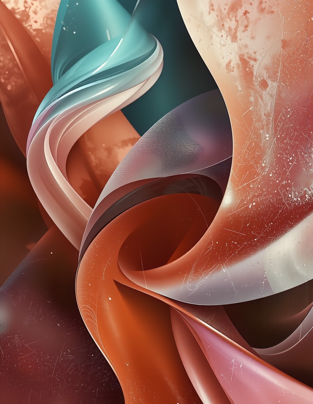 Fluid Geometry in Terracotta and Teal — AI generated image
