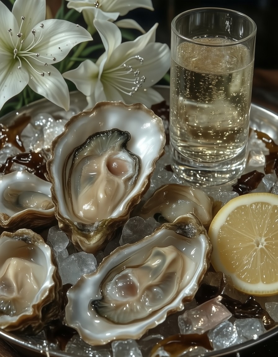 Luxury Oyster Platter with Champagne — AI generated image