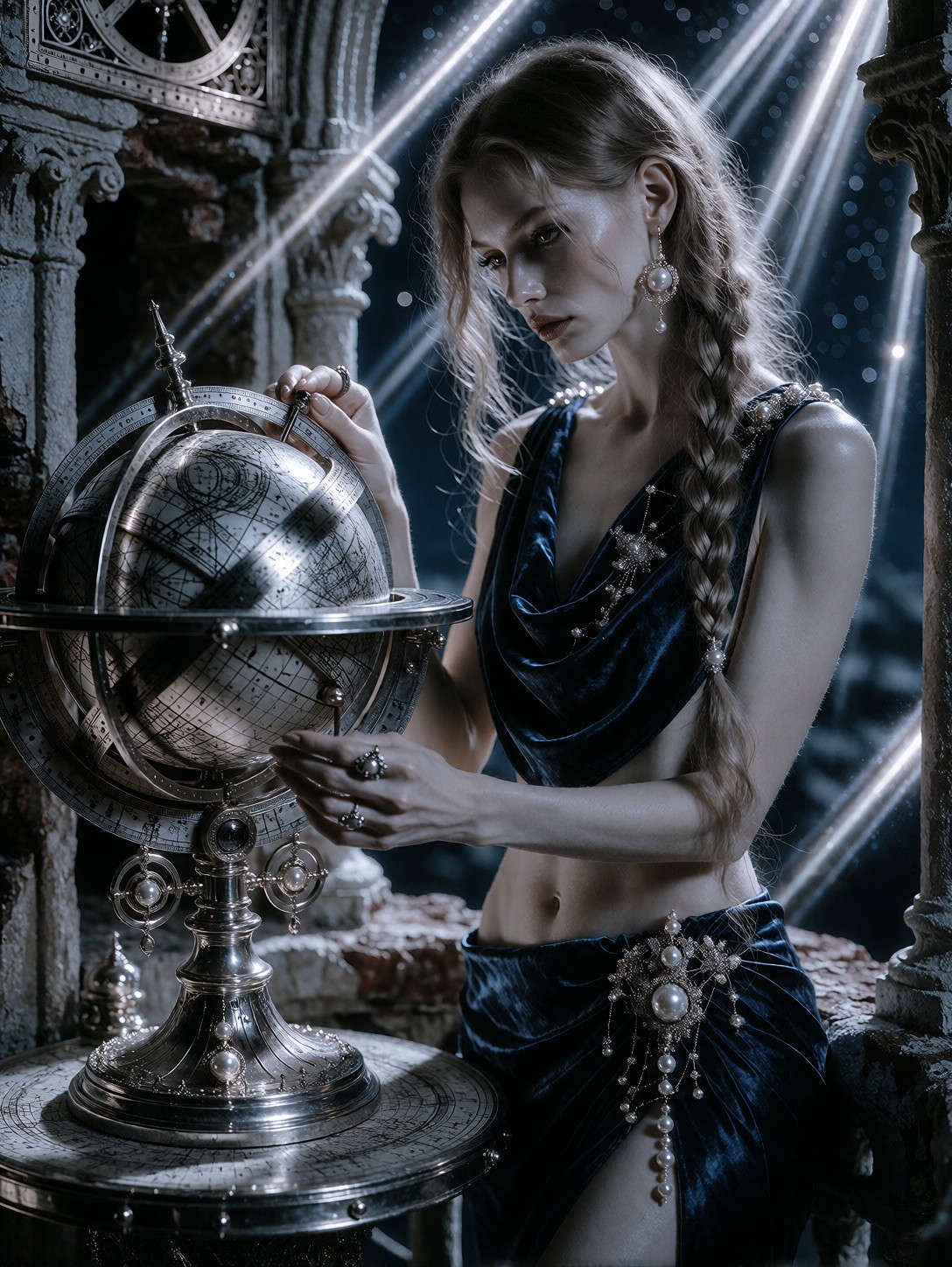 Celestial Sorceress On Gothic Tower — AI generated image