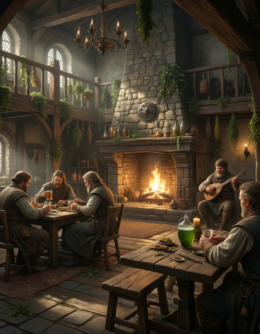 Cozy Medieval Tavern Interior — AI generated image