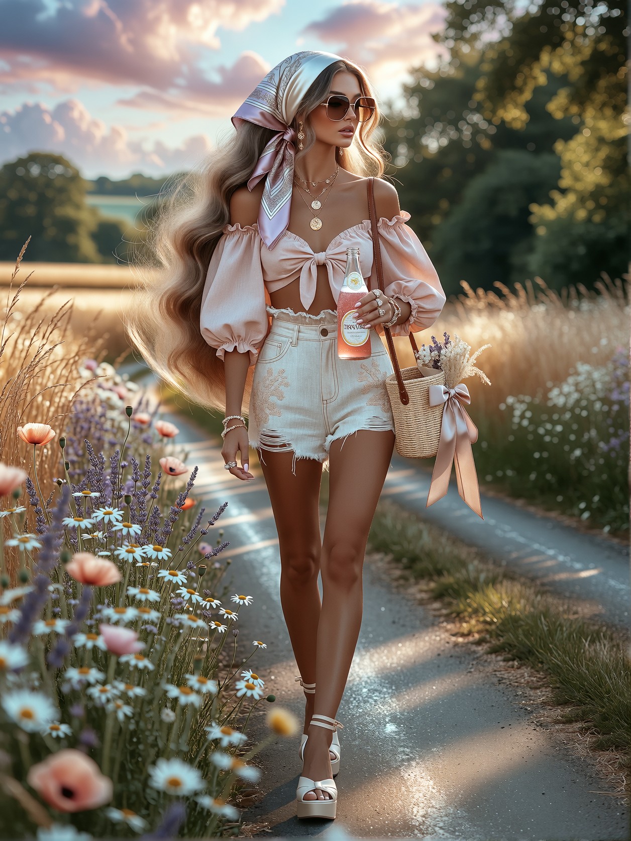 Stylish Woman in Romantic Blush Outfit — AI generated image