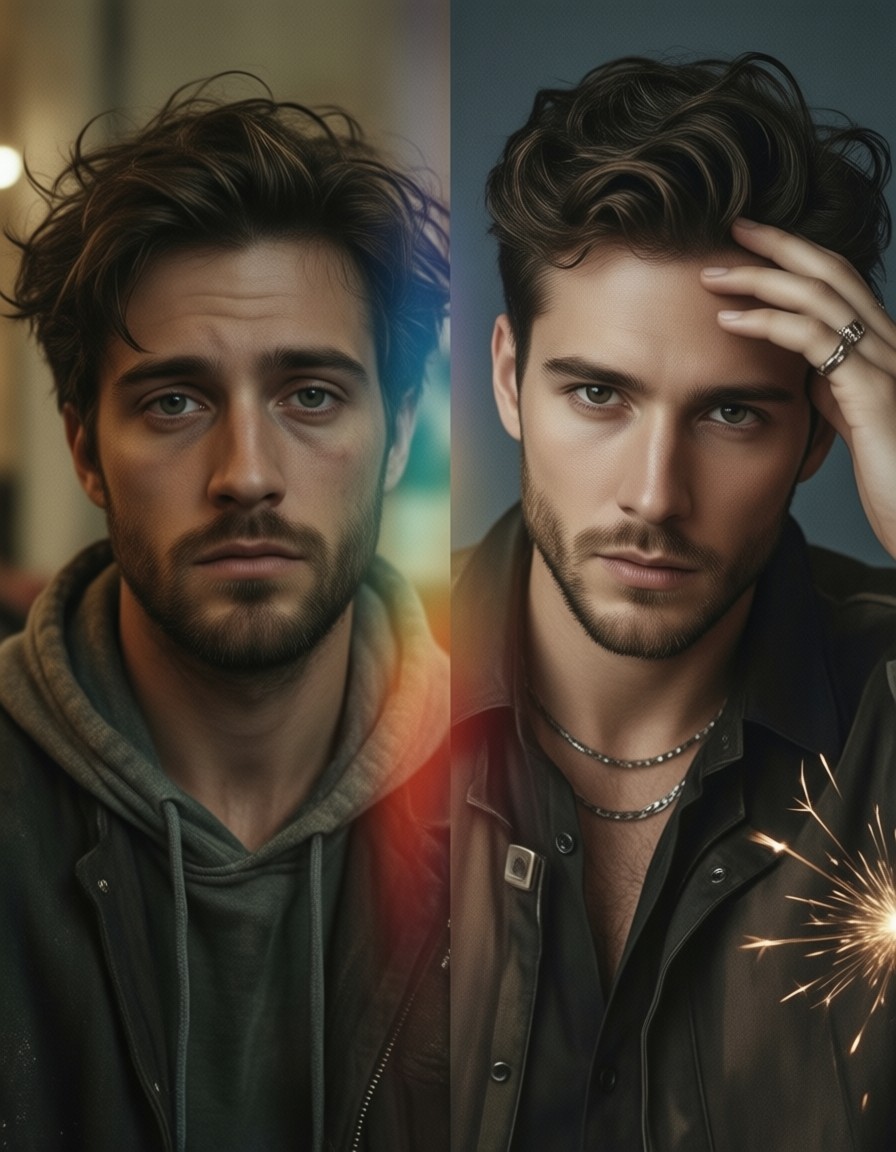 Viral Selfie Transformation Split — AI generated image