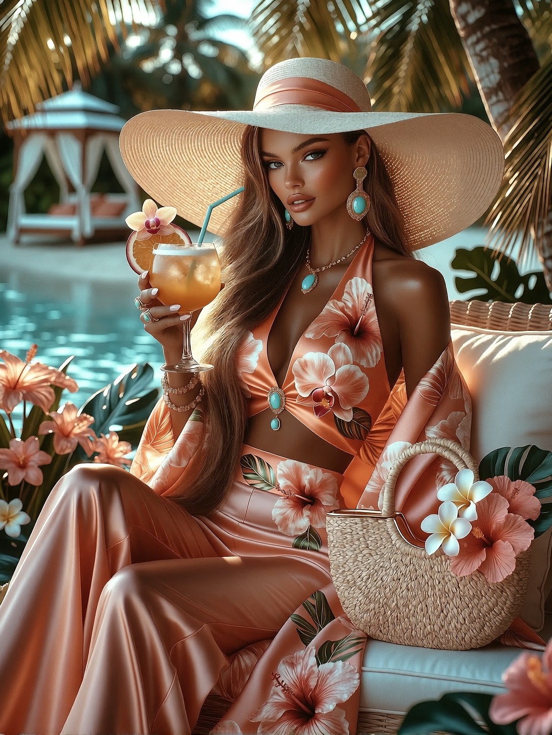 Tropical Glamour Portrait — AI generated image