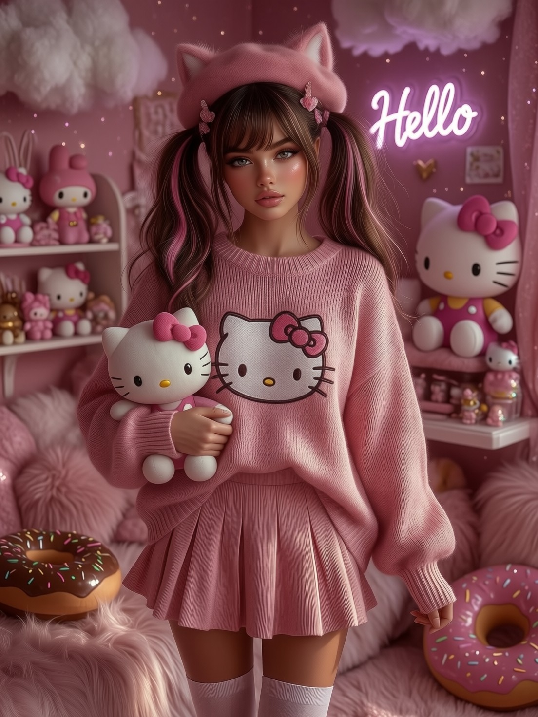 Kawaii Girl in Pink Universe — AI generated image