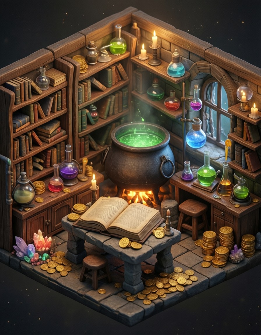Whimsical Alchemist's Workshop — AI generated image