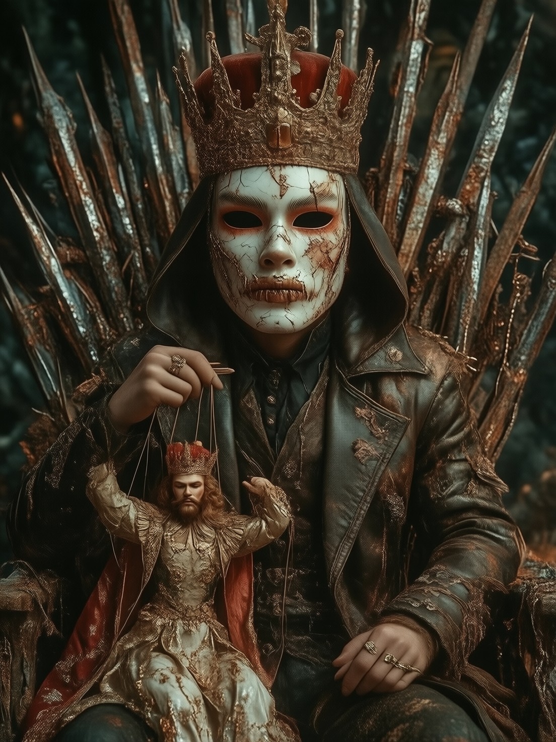 Sinister Figure on Needle Throne — AI generated image