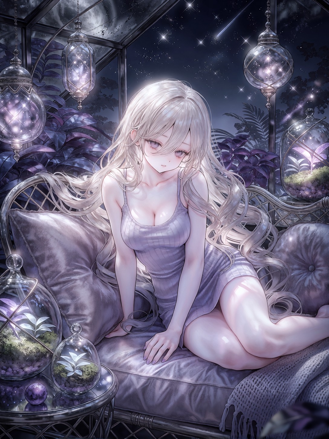 Dreaming Anime Girl Under Moonlight — AI generated image
