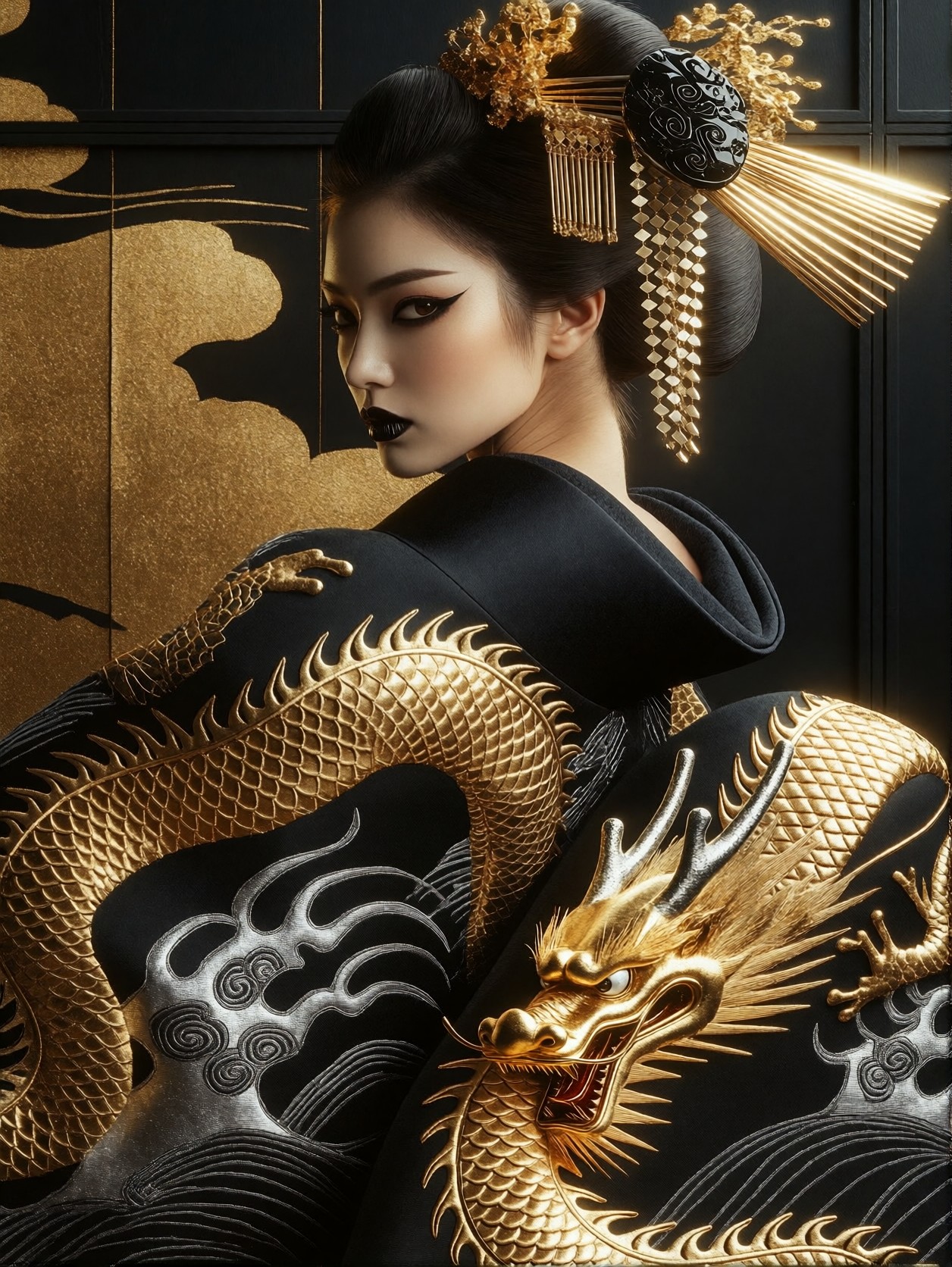Aristocratic Kimono Fashion Close-Up — AI generated image