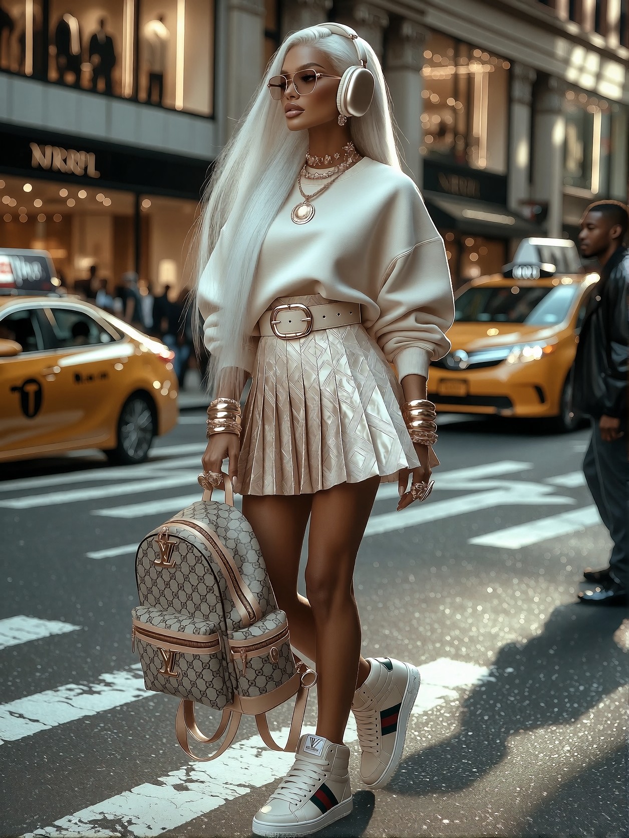 Stylish Fashion Icon on Vibrant City Street — AI generated image