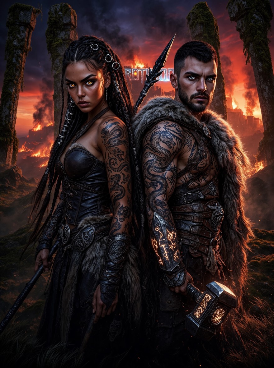 Dark Fantasy Warrior Duo — AI generated image