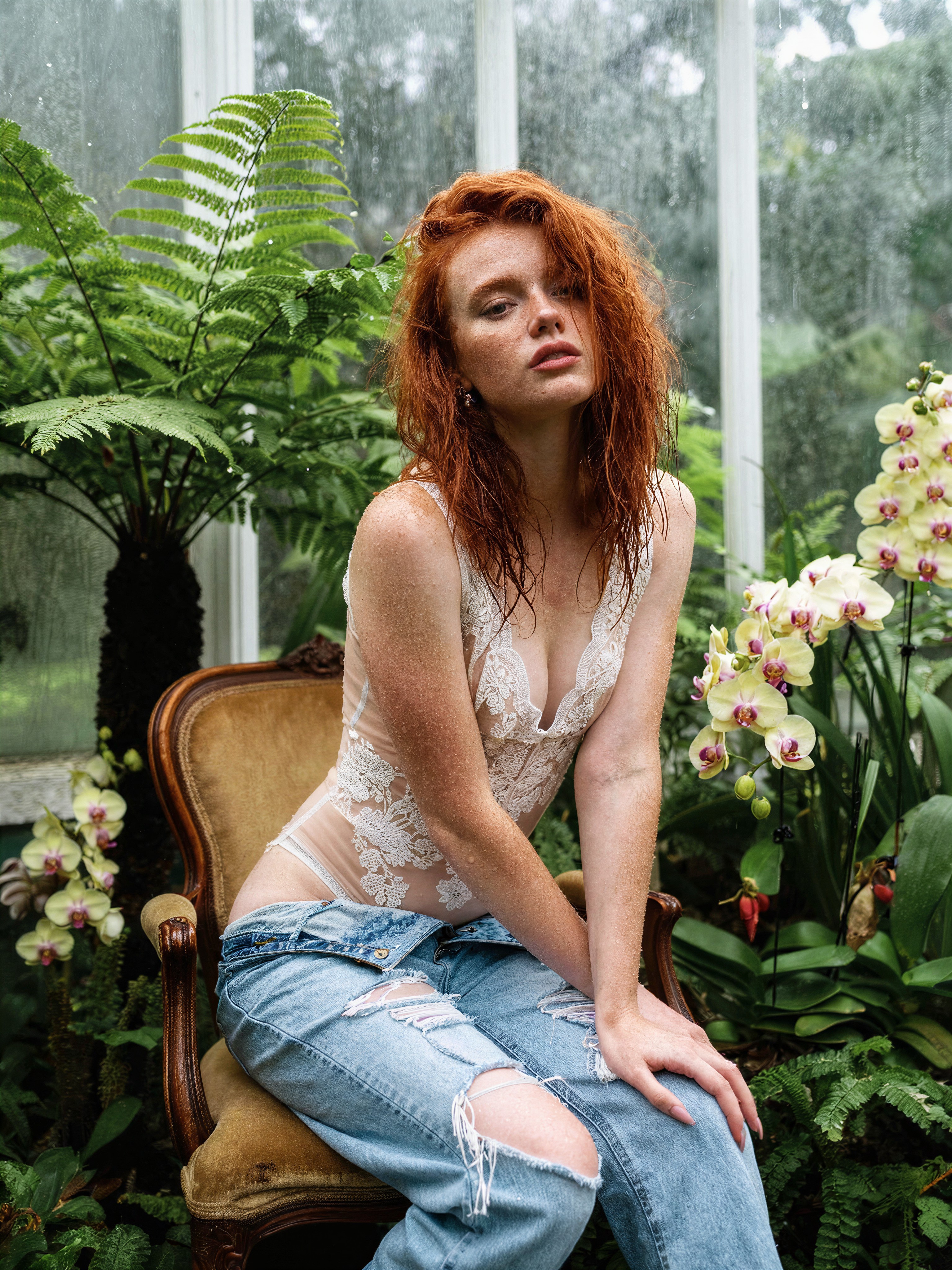 Romantic Greenhouse Portrait — AI generated image