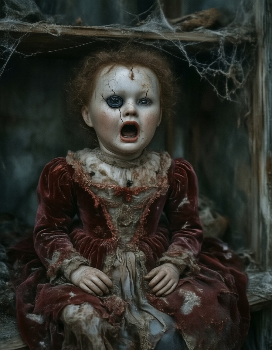 Eerie Porcelain Doll in Decay — AI generated image