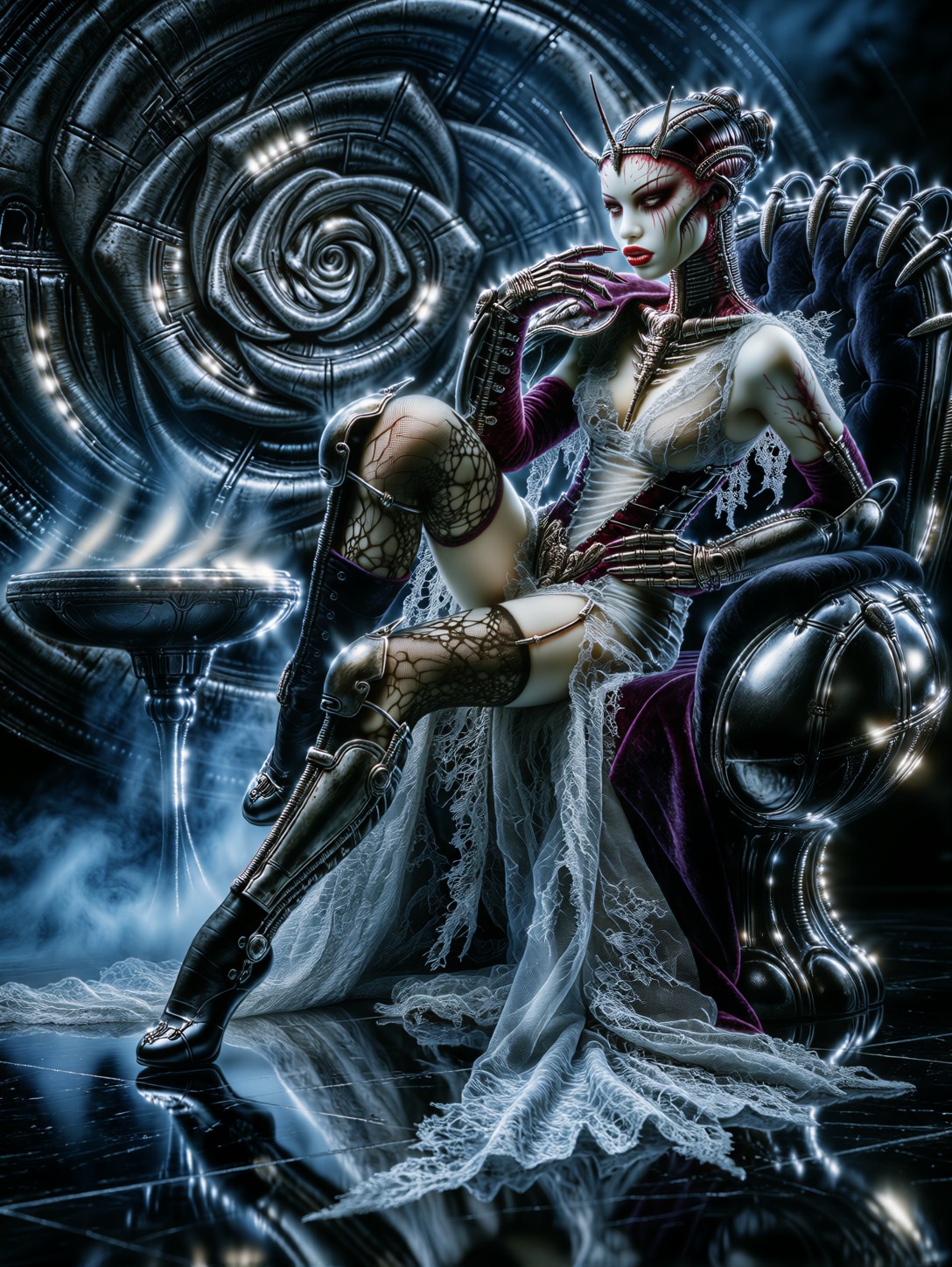 Ethereal Gothic Biomechanical Portrait — AI generated image