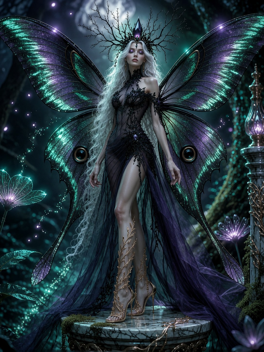 Regal Fairy Queen In Twilight Forest — AI generated image
