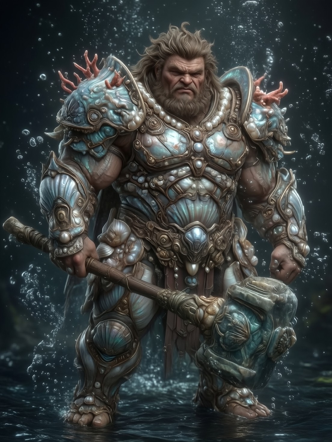 Coral Armor Warrior — AI generated image