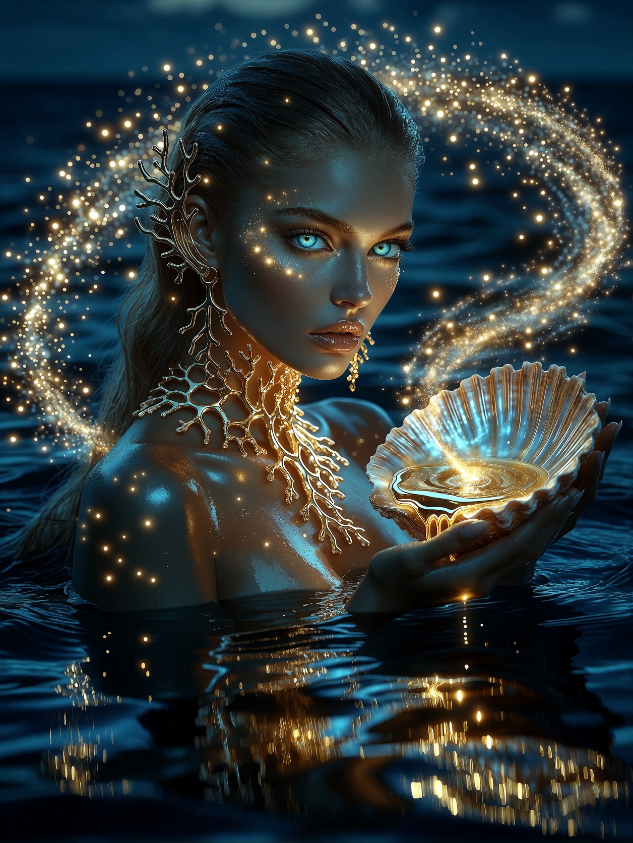 Ethereal Sea Goddess in Haute Couture — AI generated image