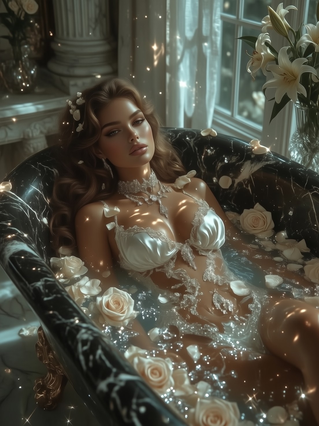 Opulent Bathtub Elegance — AI generated image