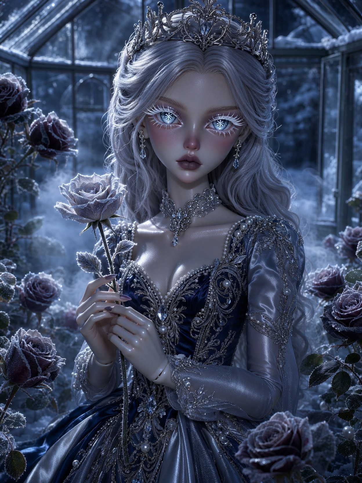 Icy Princess With Frozen Rose — AI generated image