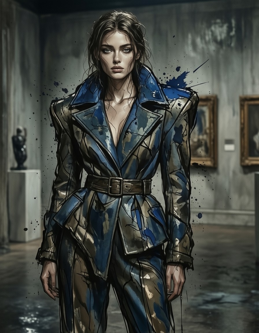 Avant-Garde Cobalt Blue Fashion Illustration — AI generated image
