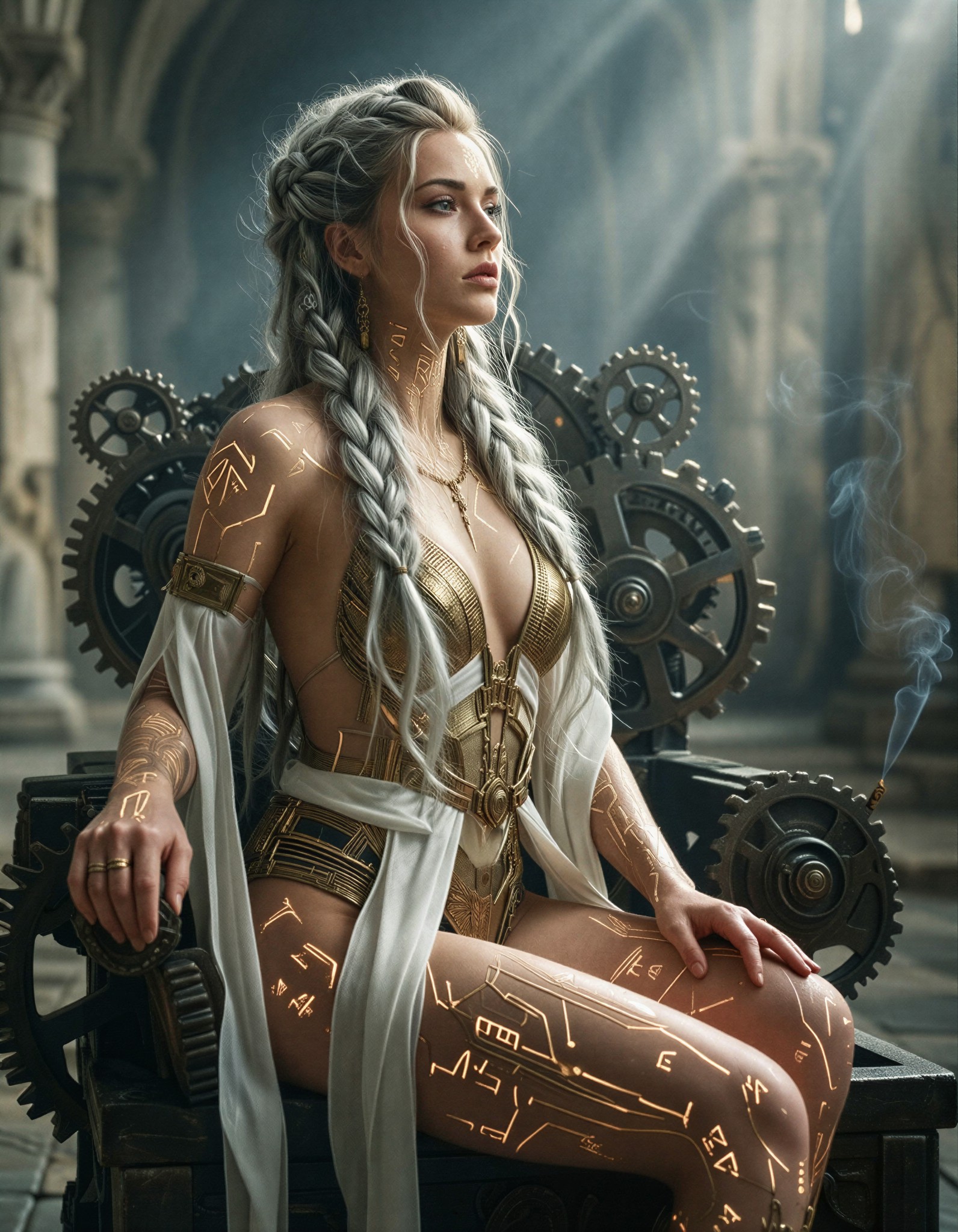 Seductive Goddess on Obsidian Throne — AI generated image