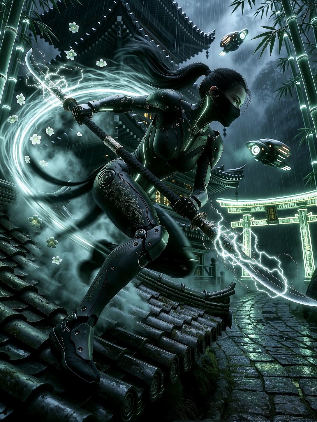 Cyberpunk Ninja Neon Leap — AI generated image